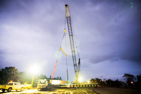 Ipswich Motorway - 1200t gottwald crawler lifting 92t girder at 76m radius