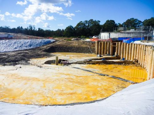 Wastewater Treatment Plant Upgrade - Gold Coast - Photo 11 - Clarifer excavation - Secant pile wall to right of shot